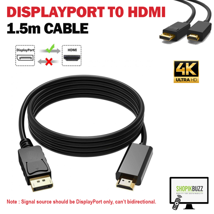 1.5m DP Male to HDMI Cable |DisplayPort to HDMI 4K Cable (1.5m)| DP Cable for HD Video & Audio| Aoptics