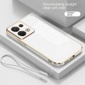 OPPO Reno 8 Pro Reno8 Pro 5G Luxury Square Edges Plating Back TPU Soft Phone Case with Lanyard Glossy Casing. 