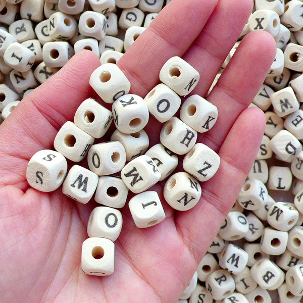 Wooden ABC Beads Set Alphabets Colorful and White Craft Set 1cm x 1cm ...