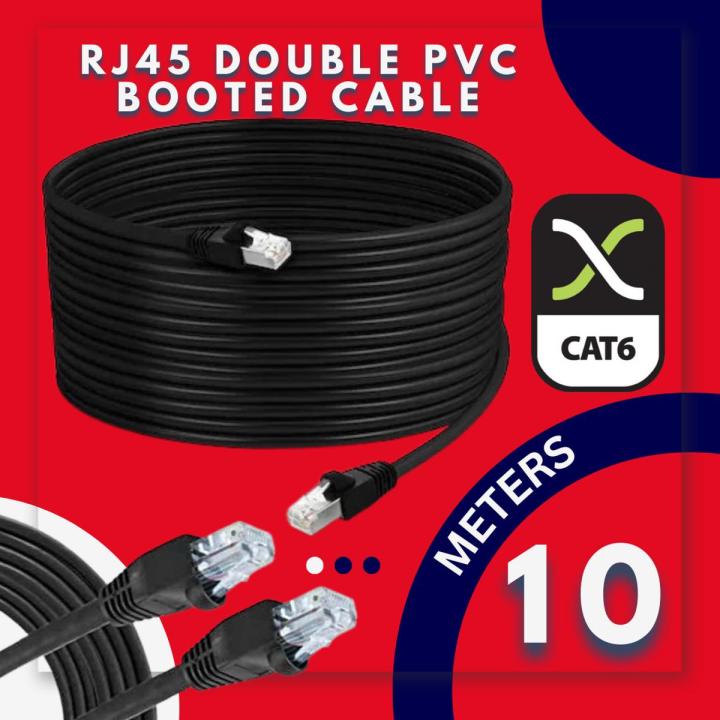 10  Meter High Quality Double PVC Network cable LAN Cable Ethernet Cable Fast Patch Lead Networking Cat6 For Modem Rooter to Laptop And PC Computers Cat6 Black Color