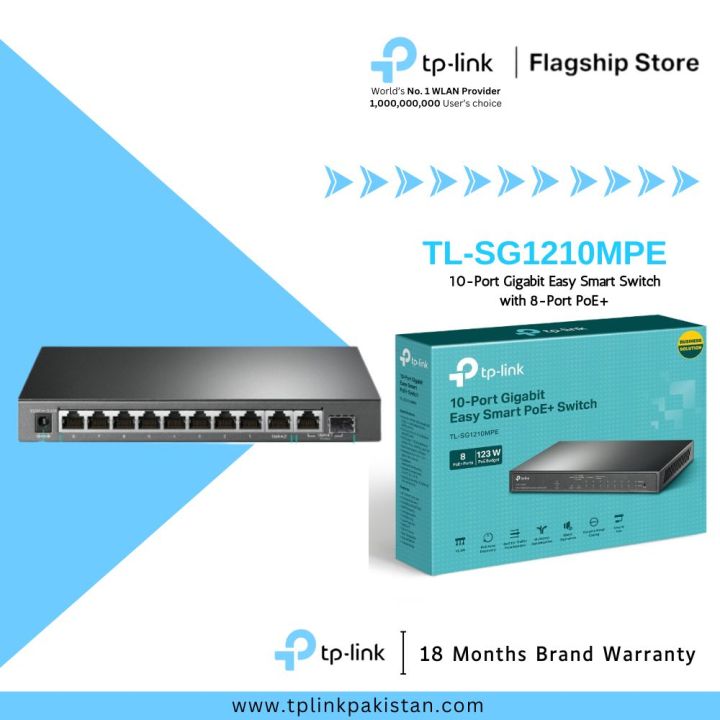 TP-Link Network Gigabit Desktop Switch TL-SG1210MPE 10-Port Gigabit Easy Smart Switch with 8-Port PoE+ - 18 Months Brand Warranty