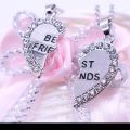 2piece set best friend bff broken  heard with unicorn pattern necklace. 