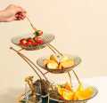 Elegant Multi-Tier Gold Serving Stand with Glass Plates - Perfect for Desserts, Appetizers and Cake Serving Tray. 