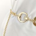 Classic Cool Punk Gothic Moon Sun Metal Belt Personality Ladies Vintage High Waist Chain Belt Gold Color Pendant Belt. 