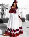 Traditional Yellow Afghani Dress – Hand-Embroidered Mirror Work, Sizes 13-27. 