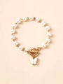 Korean Jewellery Beautiful White Butterfly Pearl Bracelet Jewellery For Girls Latest New Trendy Design Bracelet For Girl. 