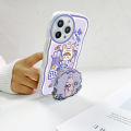 AMORVOR for Samsung A04 Back Cover (With Free Holder) Space Girl Soft Wavy Phone Case Camera Protection Transparent TPU Soft Cover. 