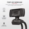 Trust Trino HD Webcam with Microphone, 1280x720, 30 FPS, Universal Stand, USB, Web Camera with Photo Button for Streaming, Video Calling, Skype, Teams, Zoom, PC, Computer, Laptop, Mac - Black. 