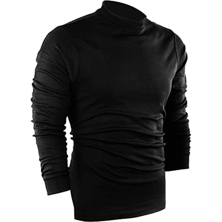 Utopia - Men's Turtle Neck T-Shirt Casual Regular Fit Pullover Knitted Long Sleeve