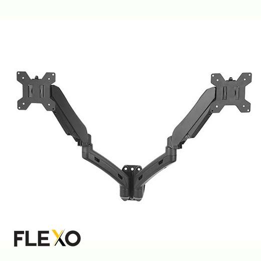Flexo%20Ergonomic%20Dual%20LED%20Hydraulic%20Monitor%20Arm%20Stand%20%7C%20Adjustable%20Wall%20Mount%20for%2013"%20to%2027"%20Screens%20with%20Tilt,%20Rotation%20&%20Wire%20Management%20-%20Image%202