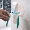 No-Punching Wall Hanger Toothbrush Holder,Toothpaste Beard Shaver Storage Rack Bathroom Hook, Transparent. 