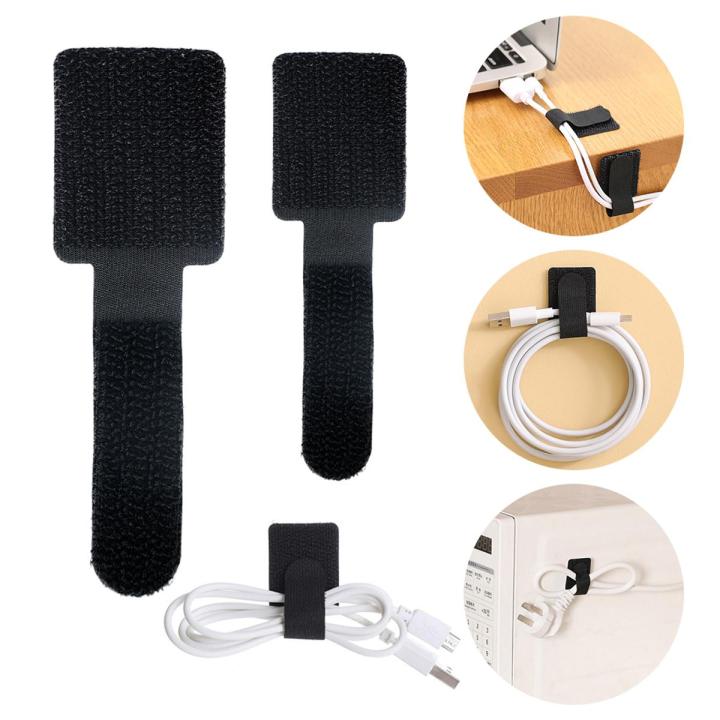 1/10/20 Pcs Nylon Cable Ties Reusable Sticky Adhesive Strap Organizer USB PC TV Cord Wire Plug Management Belt Marker Straps