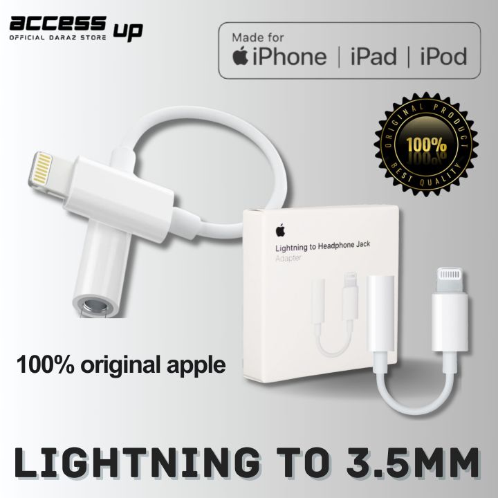Lightning to 3.5 mm 100% original Headphone Jack Adapter for iphone apple by accessup