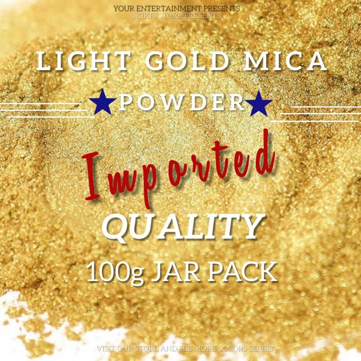 Light Gold Mica Powder, 100 Gram Box of True Cosmetic Grade Mica with Pearlescent Effect, 100% Pure for Artists Working in Resin Art, Epoxy, Concrete, Soaps, Candle, Cosmetics