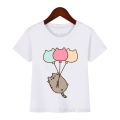 BOUND Lovely Sleeping Pusheen Cat Print Tee Shirt Summer 2021 Children's T-Shirts White Baby Girl Boy Clothes Kids Teens Tops Streetwear. 