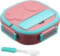 WaoDeals: Tedemei Stainless Steel Lunch Box 2 Compartments with Spoon Keep Your Lunch Fresh and Tasty with Air-Tight Bento Box. 