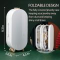 Foldable Earring Holder Jewelry Organizer Box with Mirror, 4-Layer Dustproof Earring Necklace Display Stand Jewelry Box with 153 Holes for Women and Girls, Gifts for. 