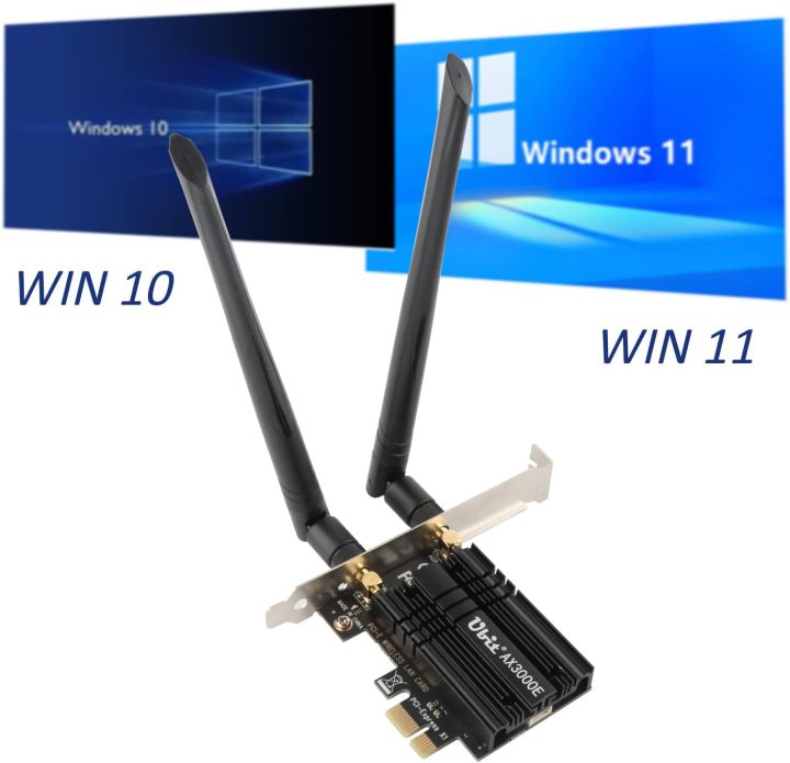 WiFi 6 AX3000E PCIE Ubit Max 2974 Mbps WiFi Card Tri-Band (6G/5G/2.4G), BT 5.2, OFDMA, MU-MIMO, Ultra-Low Latency, WIN10/11.64 Bit