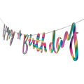 Happy Birthday Wall Hanging Bunting Banner With Star For Birthday Decoration Shiny Birthday Garland Cursive Style Banners For Party Decoration Available in Gold, Silver & Black. 
