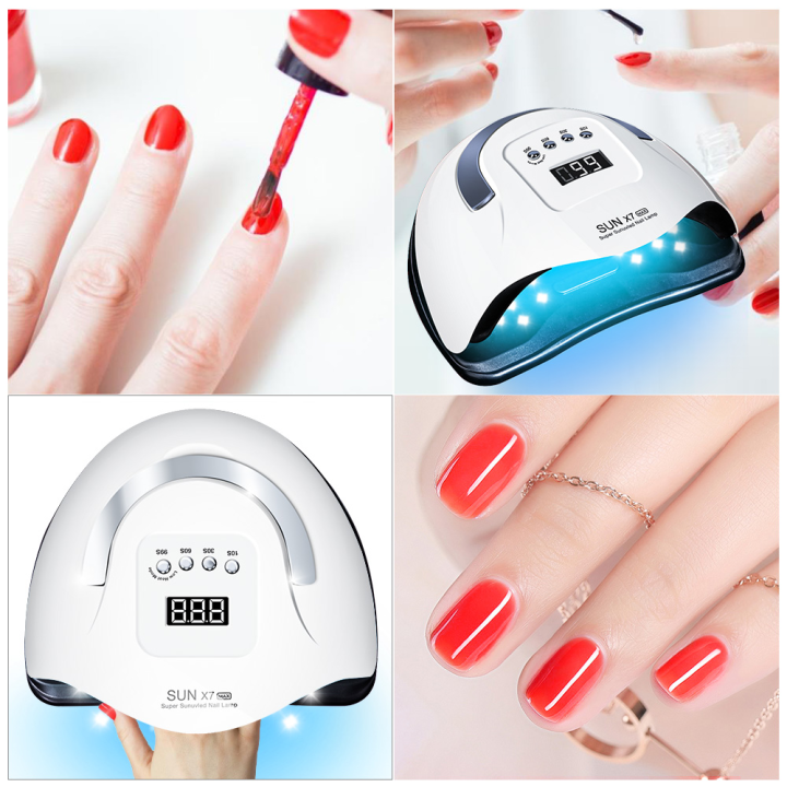 SUN X7 MAX Double Hands Max Professional UV LED Nail Lamp - 228w, 57pcs bulb Mini Size with Smart Auto Sensor, USB Plug, and LED UV Dual Light Source for Nail Art, Gel Nail Polish, and Curing.