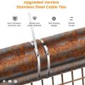 100Pcs Chain Link Fence Ties,Multi-Purpose Self-Locking Stainless Steel Zip Ties for Outdoor Garden Farm Pet Cages Fence. 