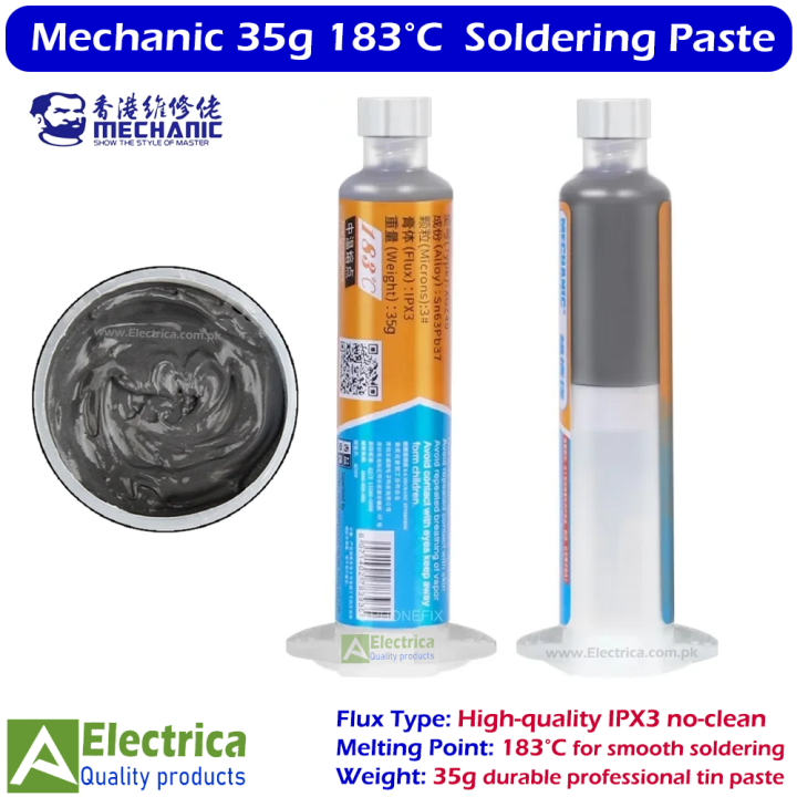 Mechanic XGZ40 IPX3 35g Soldering Paste High-Quality Leaded Flux Cream for PCB Rework, SMT & SMD Repair by Electrica