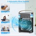 Portable Air Conditioner Fan,Personal Mini Small Evaporative Air Cooler with AC adapter,Desktop Cool Humidifier with 7 Colors LED Light,1/2/3 H Timer,3 Speeds & 3 Spray for Room Office Home Travel. 