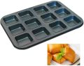 12-Cavity Non-Stick Bakeware Mini Brownie Bar Baking Pan - Square Cake/Muffin/Cheesecake Tray. 
