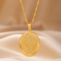 [ New ] Gold Plated Ala Pendant Necklace Jewelry round Oval Pendant Chain Male Couple Middle East Get Goods Ornament. 