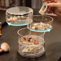 Acrylic Rotating Jewelry Organizer with Lid Transparent | Ear Rings & Necklace_Bracelets Holder | Rotating Makeup Organizer. 