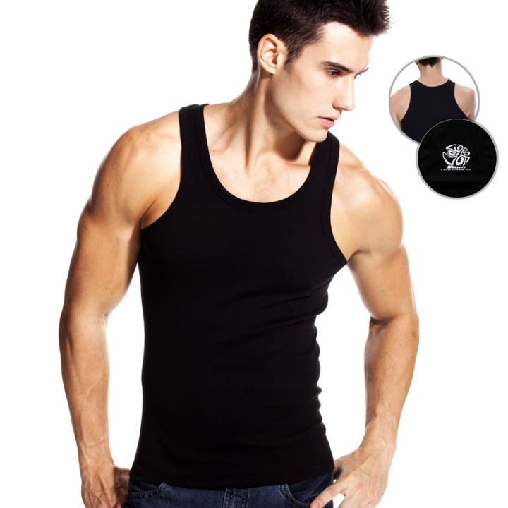 2021 Summer Men's Cotton Vest I-Shaped Vest Wholesale Vest Men's Bottom Tight Vest Factory Direct Sales