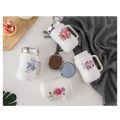 Creative Ceramic Cup Mirror Cover Mug Ceramic Cup With Lid Office Cup Coffee Tea Cup 450 ML. 