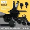 10pcs Black Plastic Measuring Cups and Spoons Set, Accurate Tablespoon for Measuring Dry and Liquid Ingredients, measuring spoons, measuring cups. 