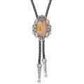 Bolo tie Western Cowboy Opal Rodeo Leather Necktie. 