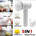 5in1 Rechargeable Magic Brush Car Waxing Handheld Scrubber 360 Degree Rotate with 3 Replaceable Multipurpose Brush Heads Kitchen Dishwashing Sponge Electric Cleaning BrushLow. 