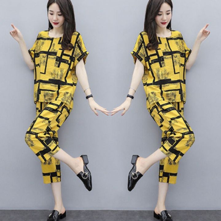 2pcs/set%20Women%20Casual%20Suit%20short-sleeved%20Top%20Long%20Pants%20Summer%20Fashion%20Wear%20Ladies%20Clothing%20-%20Image%204