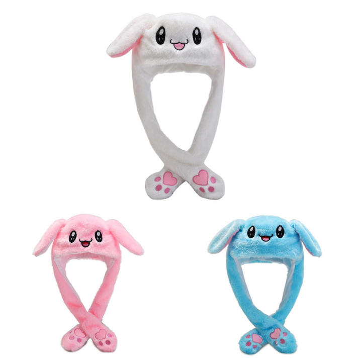 Rabbit Hat Moving Ears Hat Cartoon Toy Hat Kawaii Funny Hat Birthday Gift Cap