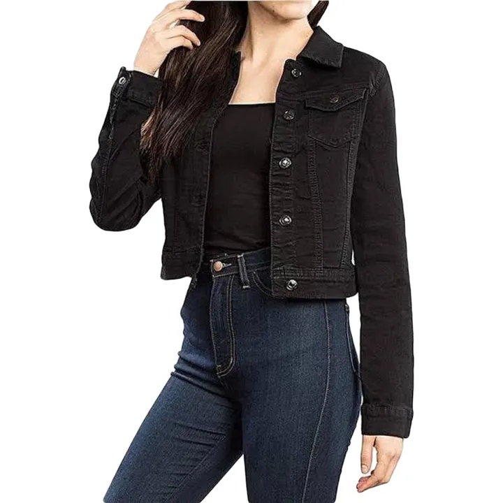 Black%20Denim%20Jeans%20Jacket%20For%20Women%20Dark%20Blue%20-%20Image%202