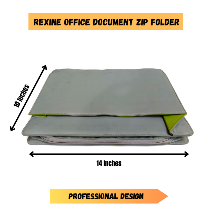 Premium Office Rexine Zip Folder | Stylish & Durable File Organizer Portfolio Bag for Men | Octagon Traders