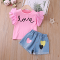 Humor Bear Summer Toddler Girls Clothes 2Pcs Outfits Kids Clothing for Girls Denim Suit Children Clothing. 