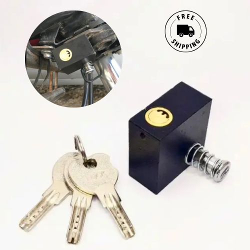 Universal Hard Steel Black Color Bike Handel Lock, 100% Secure, Lohori Locks Perfectly Fits No More Theft, Push Lock Antitheft Properties (No Need Welding) 2 Screw