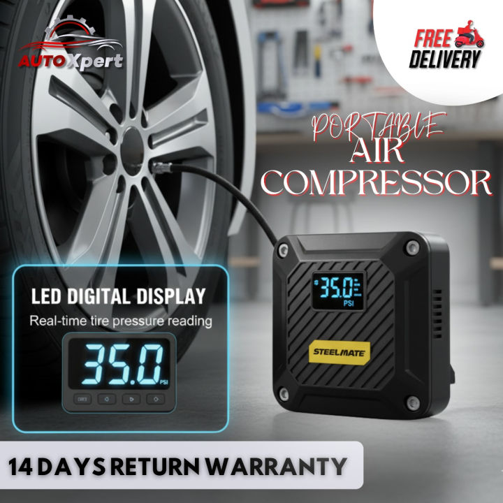 AutoXpert Car Air Compressor 12V DC Portable Tire Inflator Pump - Fast ...