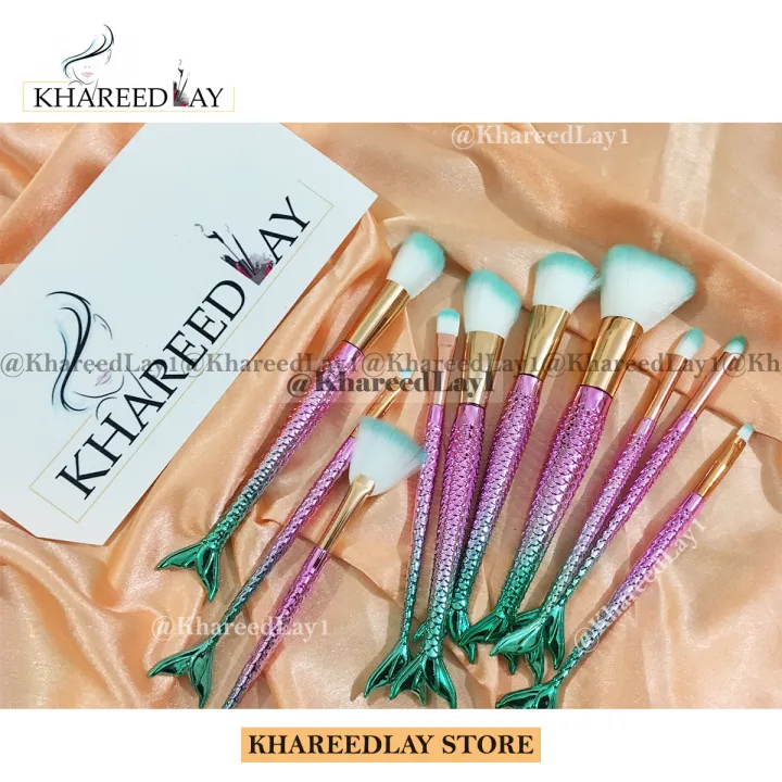 Mermaid%2010%20Pieces%20Professional%20Makeup%20Brush%20(%20Free%20Transparent%20Pouch%20)%20Face%20Eyes%20Mermaid%20Makeup%20Brushes%20Set%20-%20Image%202