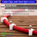 60 PCS Round Cable Clips White Cable Management 5, 6, 7, 8, 9mm Cable Nail Clips Electrical Cable Wall Clips for Wire Ethernet Cable, Telephone Cable, TV Wire by Electrica. 