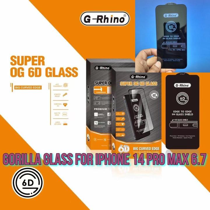 For iPhone 14 Pro Max 6D G-Rhino Gorilla Tempered Glass Screen