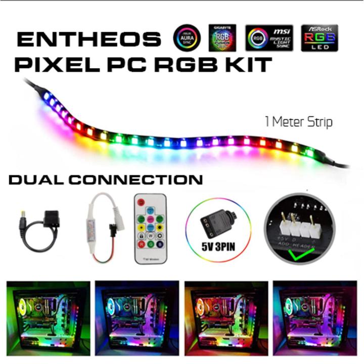 Pixel PC RGB Kit - Addressable LED Strip for PC, for Aura SYNC, Mystic Light, RGB Fusion 5V 3Pin Header on Motherboard with Wireless Controller ws2812b