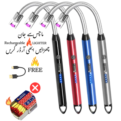 Rechargeable Electric Lighters, TYPE-C&MICRO Long Lighter Use Plasma Arc to Light Candle, Windproof Arc Lighter, Candle Lighter, BBQ Grill Lighter, Camping Accessories 360 ROTAV STOVE LIGHTER Kitchen lighter