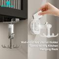 Reusable Wall-mounted Rack 1pc Storage Hook Kitchen Utensil Hanger 6 Hooks 360 Degree Rotatable No Drill Wall Mount under Cabinet Suction Cup Holder Organizer Home Supplies. 