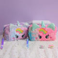 Unicorn Pen Bag Students School Supplies 3 Color Plush Unicorn Makeup Bag Plush Makeup Bag for Makeup Storage Travel Organization School Essentials Students' Pen Storage Gift For Girls. 