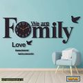 We Are Family Wooden Wall Clock-3D 24 inch Watch DIY Design Decoration Birds Numeral Quartz For Home Decor Living Room And Offices And For Gifts. 